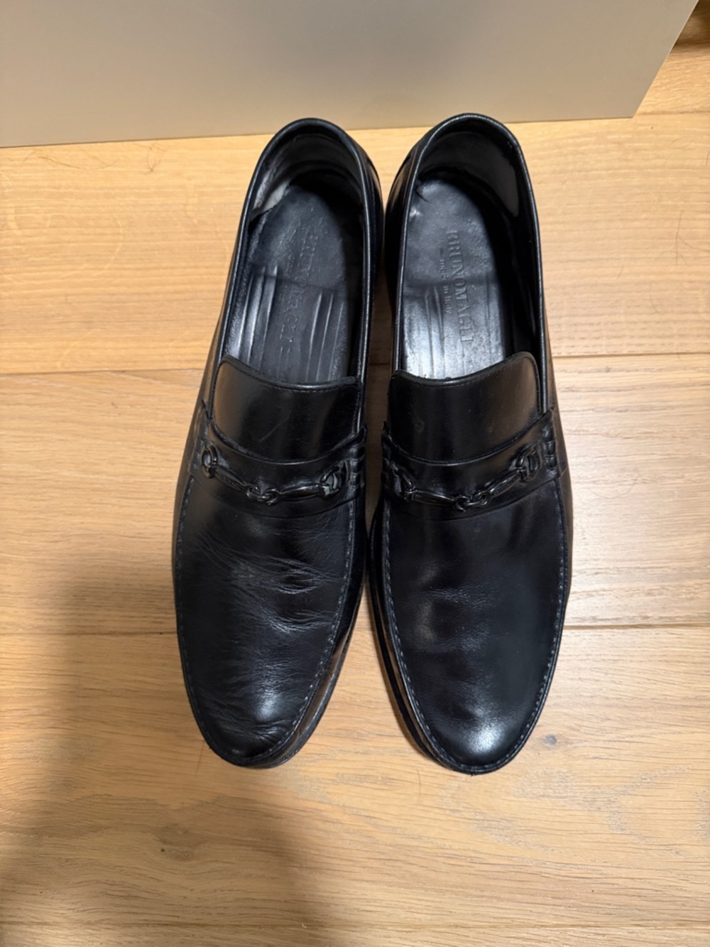 Men's Black Leather Slip-On Bit Loafers